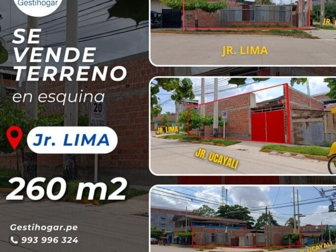 Inmobiliaria Gestihogar Venta de Terreno Comercial en Esquina: Jr. Lima y Prol. Ucayali - Pucallpa
